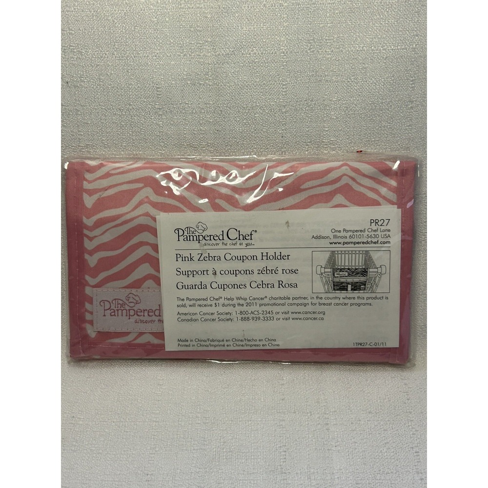 Pampered Chef Pink Zebra Print Coupon Holder New PR27